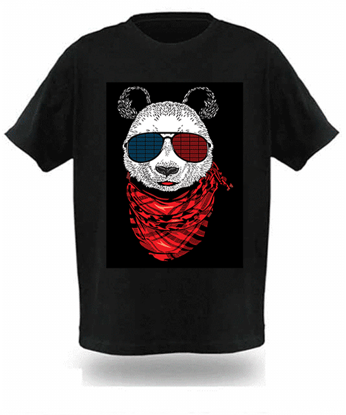 LED T Shirt Sound Activated Glow Shirts Light up Equalizer Clothes for Party(Panda)