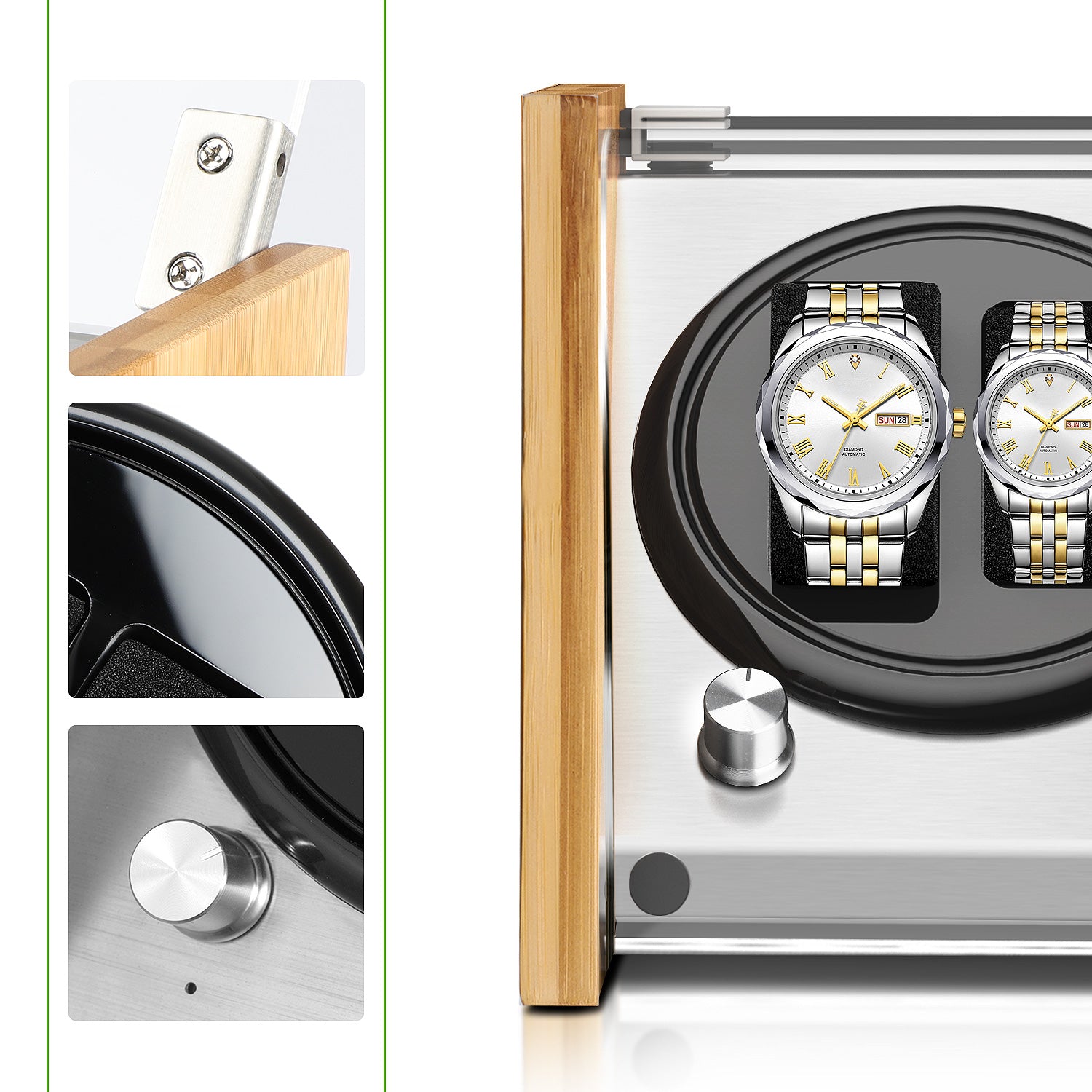 Watch Winder Double | for Automatic Watches Handcraft Bamboo Wood Super Quiet by Watch Winder Smith®