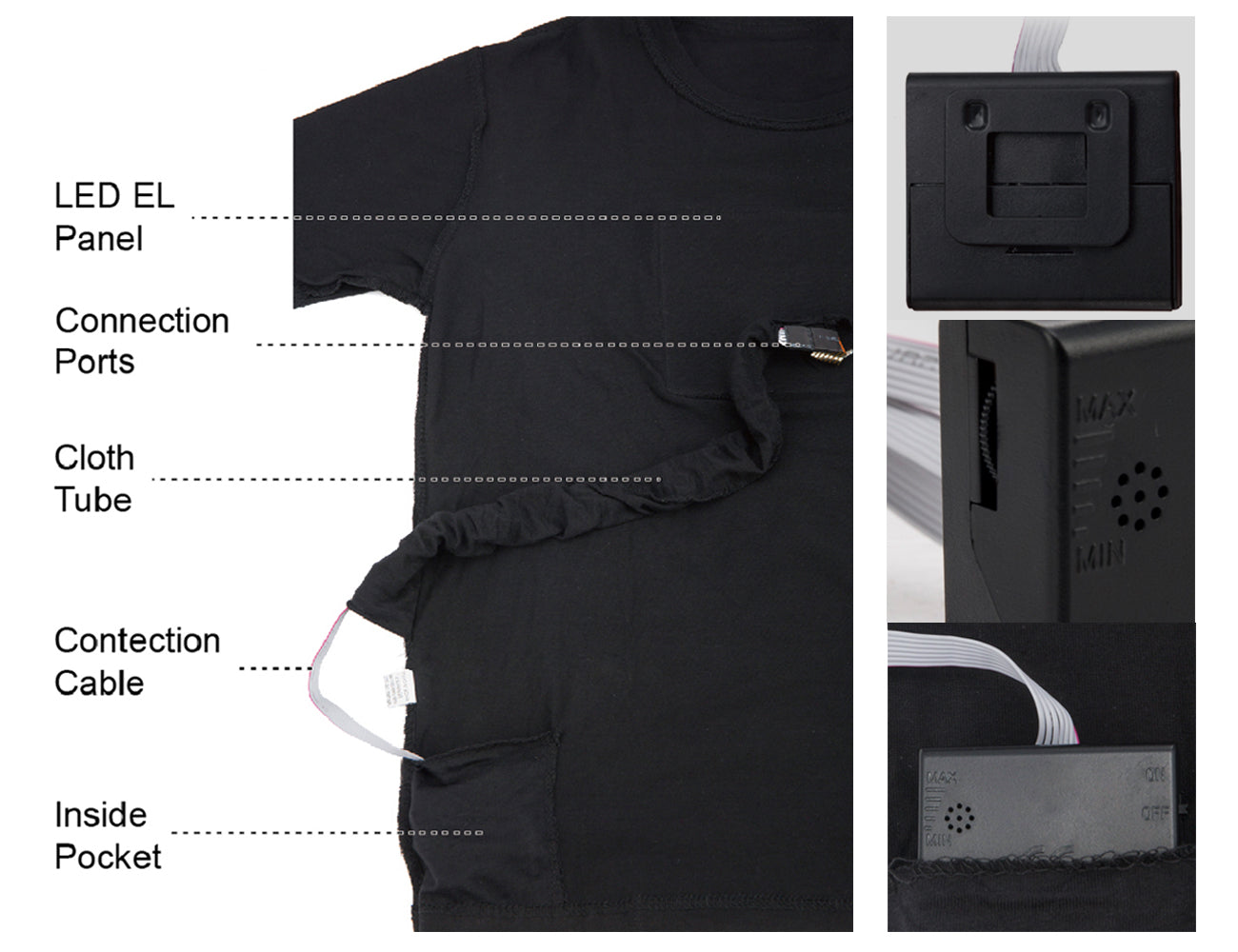 LED T Shirt Sound Activated Glow Shirts Light up Equalizer Clothes for Party(Panda)