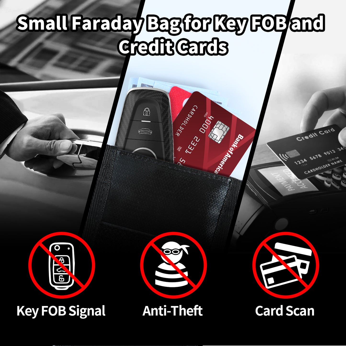 Faraday Bags 4 Pack，Faraday Pouch with Key Fob Protector, Fireproof Waterproof Faraday Bags EMP Proof Signal Blocker, Anti-Theft Faraday Bag for Car Key Fob, Phone, Credit Card, Tablet, Electronics