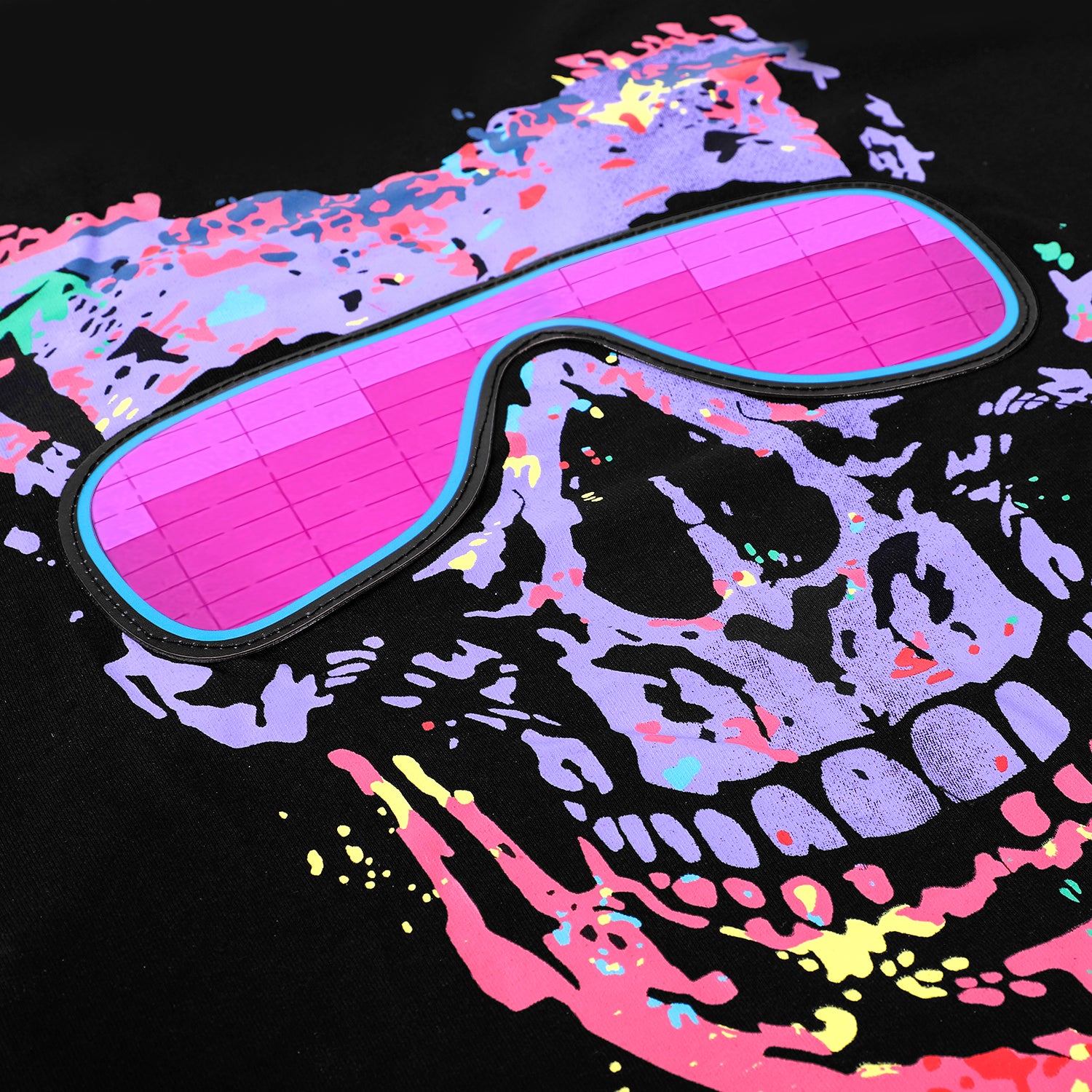 LED T Shirt Sound Activated Glow Shirts Light up Equalizer Clothes for Party(Purple Skull)